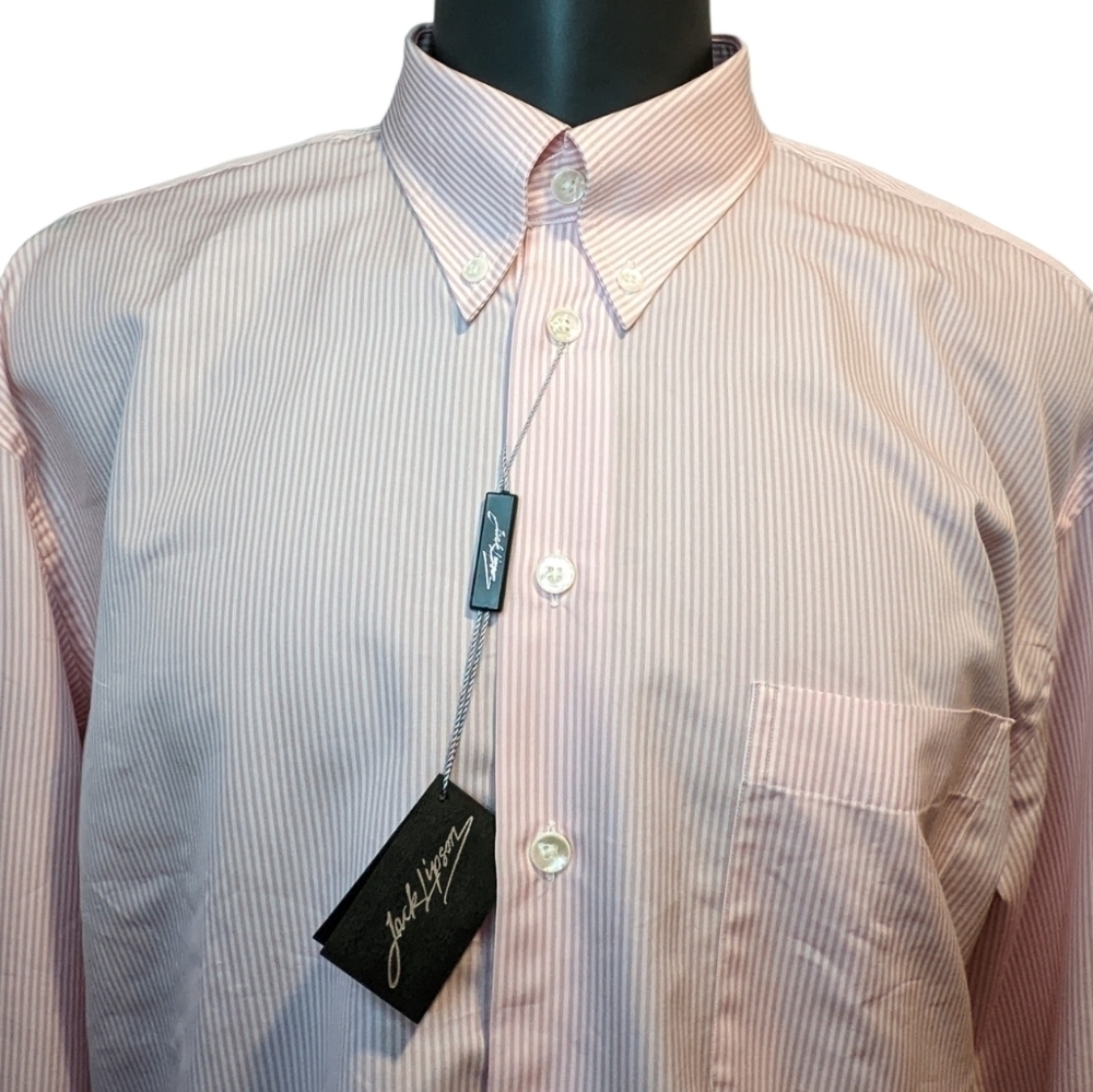 NWT Jack Lipson Pink Pinstripe Button Down Dress Shirt XL